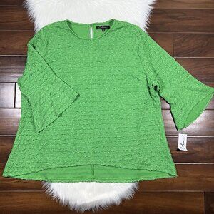 Calessa Women's Plus Size 3X Kelly Green Textured Tunic Top‎